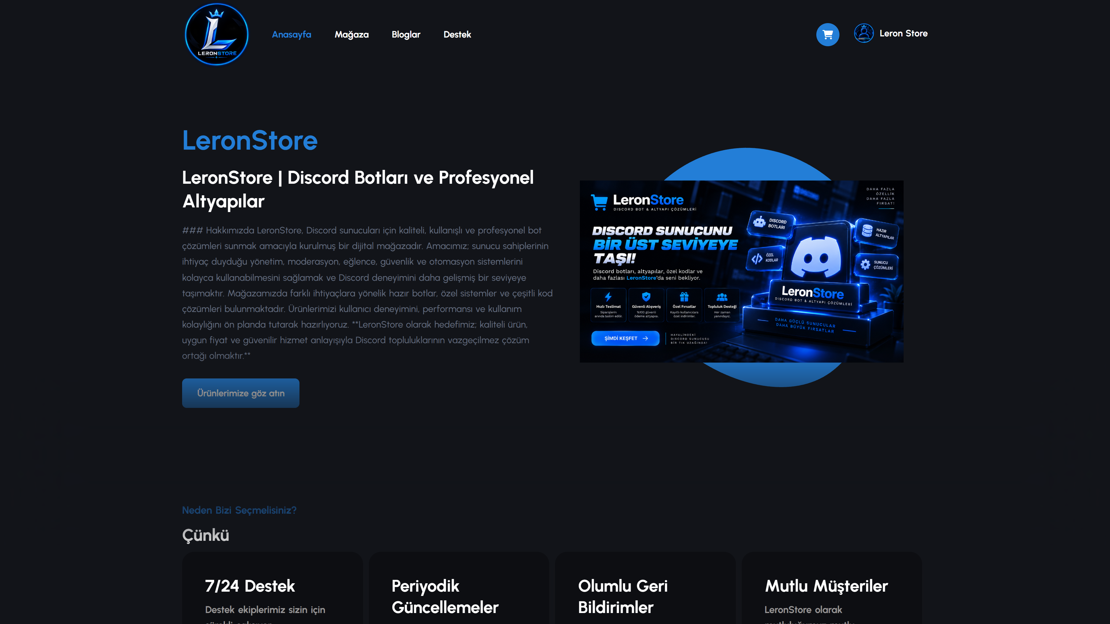 Leron Store Website Önizlemesi